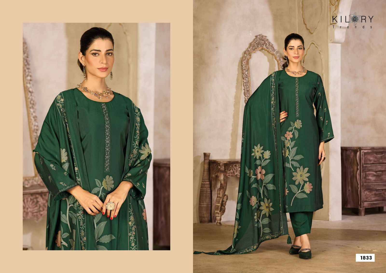 ZARINA PLUS By KILORY TRENDS 1831 To 1836 Series eautiful Festive Suits Colorful Stylish Fancy Casual Wear & Ethnic Wear PURE MUSLIN SILK DIGITAL FOIL PRINT Dresses At Wholesale Price